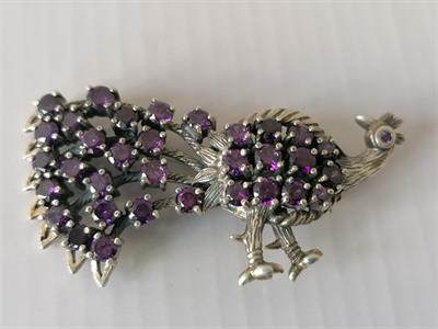 Stříbrná brož - Páv