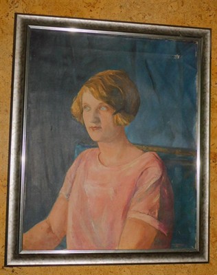 Jan RAMBOUSEK - Dívka v růžovém, olej 1933