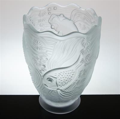 Váza ve stylu ART - DECO dekor "MOŘE" matované sklo BAROLAC