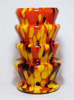 Kubistická výrazně barevná váza - Tango sklo