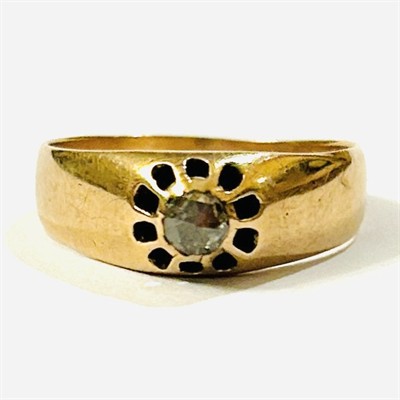 Zlatý starožitný prsten s diamantem