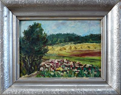 Signatura nečitelná - Krajina s vlčími máky a snopy