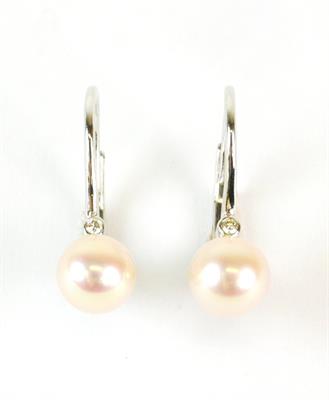 Zlaté náušnice s perlami a brilianty