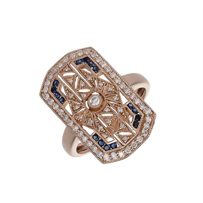 Prsten ve stylu Art Deco s přírodními safíry a diamanty