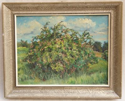 Impresionistický Josef ŽIVOTA, "Šípkový keř" olejomalba