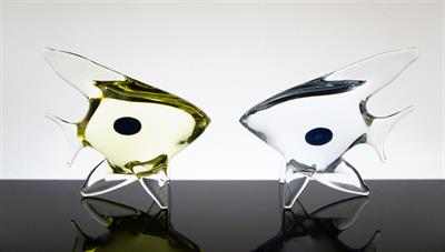 Pár ryb v odstínu Citrín a čiré sklo - Miloslav JANKŮ ŽBS