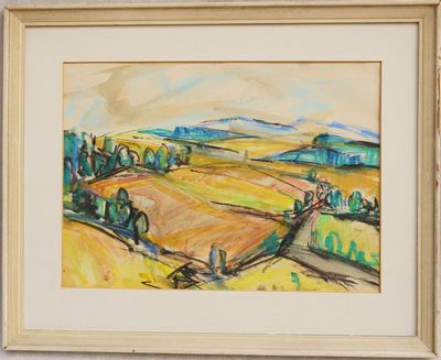 Bojanovice - Brdská vrchovina Josef ŘÍHA, akvarel 1967