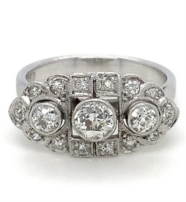 ArtDeco starožitný prsten s brilianty