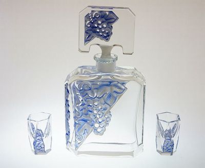 ART - DECO likérová souprava, fazetově broušené sklo R. RICHTER