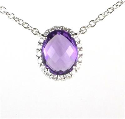 Zlatý náhrdelník s brilianty a ametystem