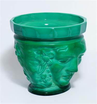 ART - DECO váza malachitové sklo Curt SCHLEVOGT Ingrid