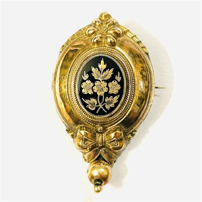 Zlato-stříbrná biedermeierová brož se smaltem