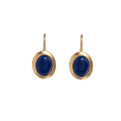 Zlaté náušnice s přírodním lapis lazuli