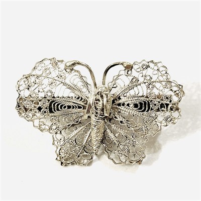 Stříbrná starožitná filigránová brož "motýl"
