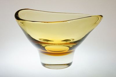 Mísa organických tvarů, ambrové sklo - Milan METELÁK, Harrachov