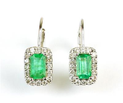 Zlaté náušnice se smaragdy a diamanty