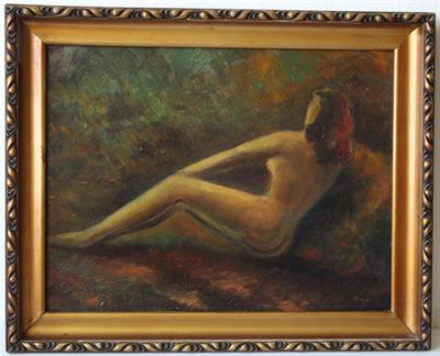 Jan Benda - Ležící dívčí akt - Olej
