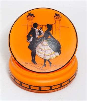 Dóza Tango sklo - Rokoková galantní scéna, malba švarclot