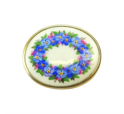 Stříbrná porcelánová brož Míšeň