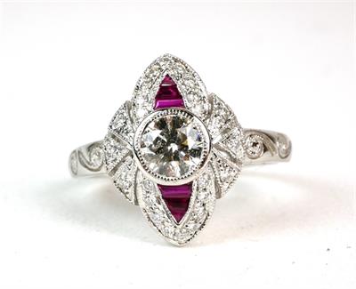 Briliantový prsten s rubíny