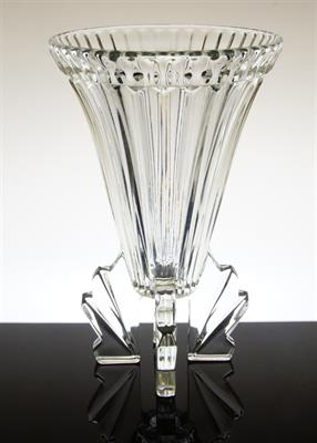 Art - Deco váza z čirého skla R. SCHRÖTER sklárna J. Inwald