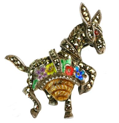 Stříbrná brož "oslík"