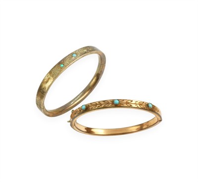 Dva dětské tombakové náramky s tyrkysy