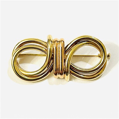 Zlatá art-deco brož "mašle"