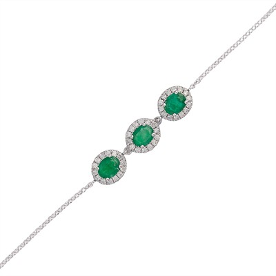 Elegantní zlatý náramek zdobený přírod.smaragdy a diamanty