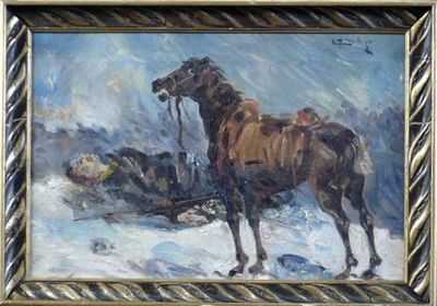 Raněný voják s koněm