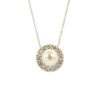 Zlatý náhrdelník s perlou a brilianty