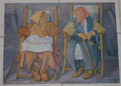 JAN RAMBOUSEK - Staré ženy, olej