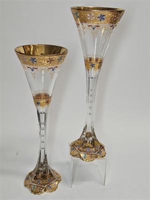 Moser Rucne Malovane Dve Sklenene Vazy Rok. 1850