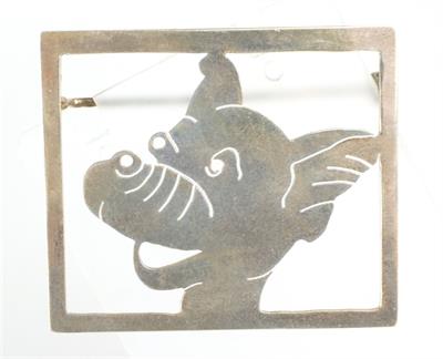 Stříbrná brož s motivem foxteriéra