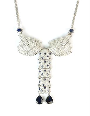 Zlatý náhrdelník se safíry a brilianty 2,91 ct