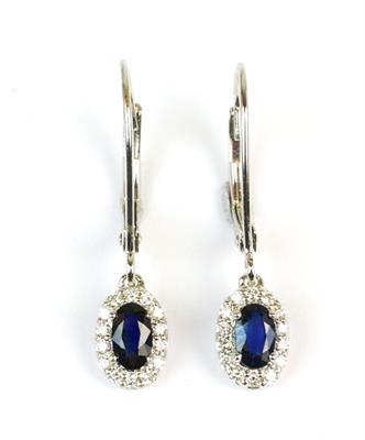 Zlaté náušnice se safíry a diamanty