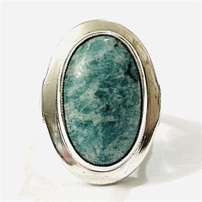 Stříbrný starožitný prsten s amazonitem