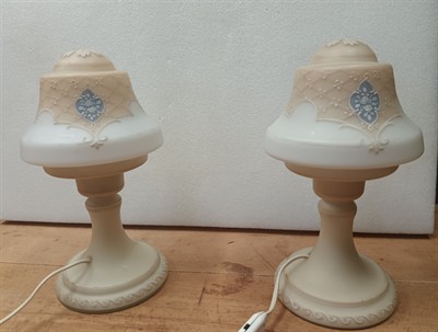 2 lampičky alabastrové sklo malované