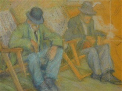 JAN RAMBOUSEK - Penzisti (nedokončená studie), olej