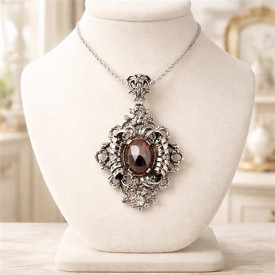 Stříbrný přívěsek s velkým přírodním almandinem