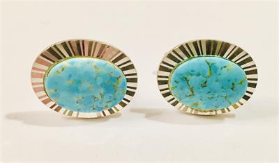 Stříbrné manžetové knolíčky BRUSEL s modrým kamenem