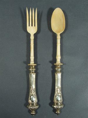 Stříbrný,překládací příbor s kostí, 800/1000,104,21g,1866-1921, 28,5cm