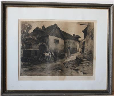 Kočár před domem - sign