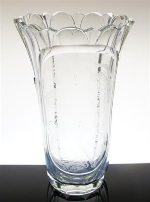 Tanečnice s vějířem - Art Deco velká fazetově broušená váza