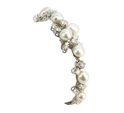 Zlatý náramek s diamanty 1,25 ct a perlami