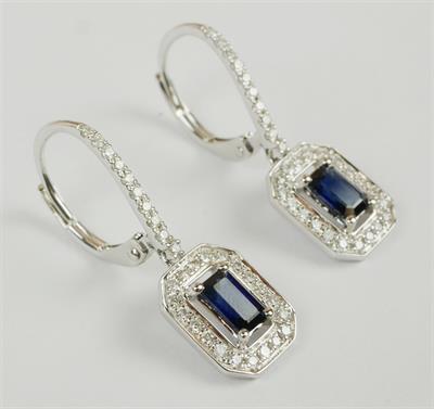 Náušnice se safíry a brilianty