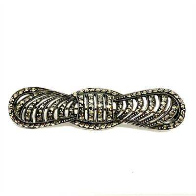 Stříbrná Art deco brož s markazity