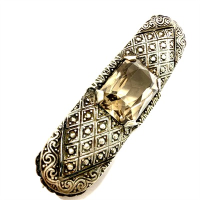 Stříbrná prvorepubliková brož s kouřovým topazem