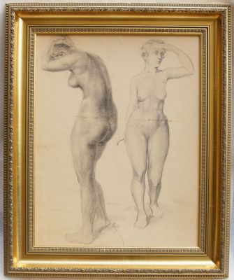 Studie - dívčího aktu, Emanuel FRINTA kresba na papíře