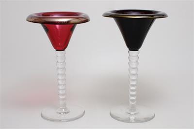 Pár skleniček z barevného lazurovaného skla